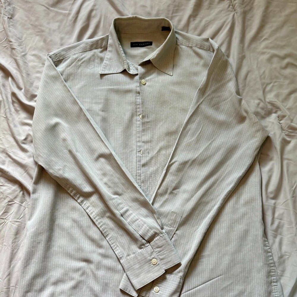 Via Europa Long Sleeve Button Down Shirt, Size Medium